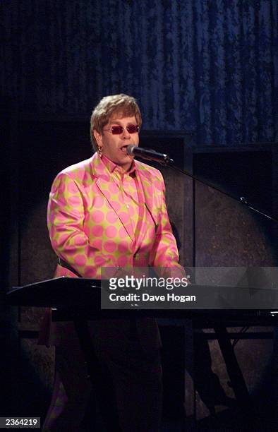 Elton John performs with Eminem at the 43rd Annual Grammy Awards at Staples Center in Los Angeles, CA on February 21, 2001. Photo credit: Dave...
