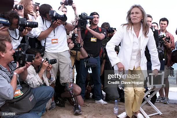 Faye Dunaway at The American Pavilion to discuss "The Yellow Bird", her directorial/writing debut at the 54th Cannes Film Festival in Cannes, France,...