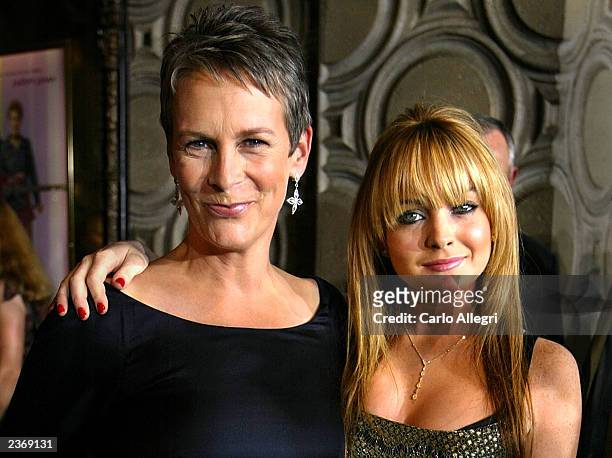 Actress Jamie Lee Curtis and actress Lindsay Lohan , stars of the new Disney film "Freaky Friday," pose before the premiere of the movie at the El...