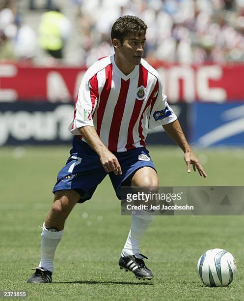 Ramon Ramirez of Chivas looks to make a play against the MLS All Stars pursues the play during the match on August 2, 2003 at the Home Depot Center...