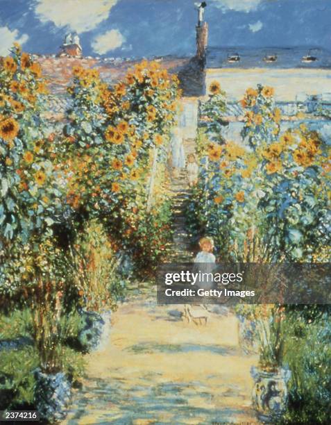 This handout photo from The National Gallery of Scotland shows a painting entitled 'The Artist`s Garden at Vetheuil' by the artist Monet. The...