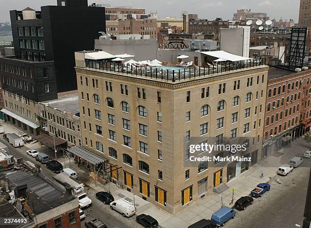 An exterior view of the new celebrity hotspot "SoHo House" is shown August 6, 2003 in the meatpacking district of Manhattan, New York City.