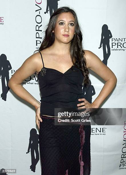 Singer Vanessa Carlton poses backstage at the third annual Pantene Pro-Voice Concert on August 7, 2003 in New York City. The concert is designed to...