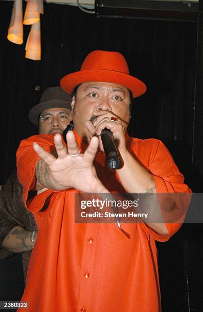 Georgia Ridd Ganxsta Ridd of Boo Yaa Tribe gestures as he performs at the CD... News ...
