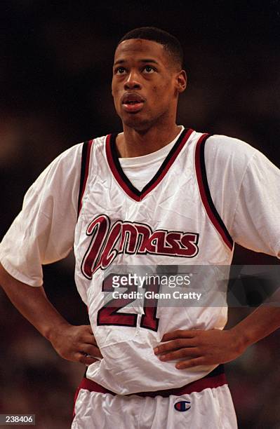 Center Marcus Camby of the UMASS during the Minutemen 79-74 win over Stanford at the Providence Civic Center in Providence, Rhode Island. Mandatory...