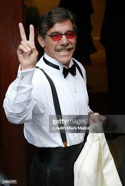 Television host and groom Geraldo Rivera arrives at the Central Synagogue to marry Erica Levy August 10, 2003 in New York City.