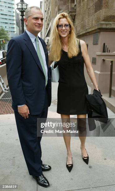 Writer Anne Coulter attends the wedding of television host Geraldo Rivera and Erica Levy at the Central Synagogue August 10, 2003 in New York City.