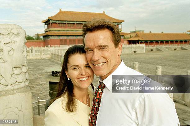 Actor Arnold Schwarzenegger and his wife, television journalist Maria Shriver, visit the Forbidden City during a Special Olympics Event May 19, 2000...