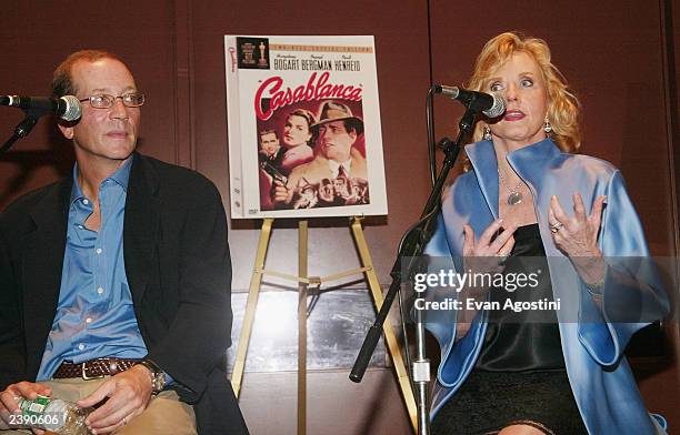 Humphrey Bogart's son Stephen Bogart and Ingrid Bergman's daughter Pia Lindstrom attend the press conference for the 60th Anniversary of "Casablanca"...