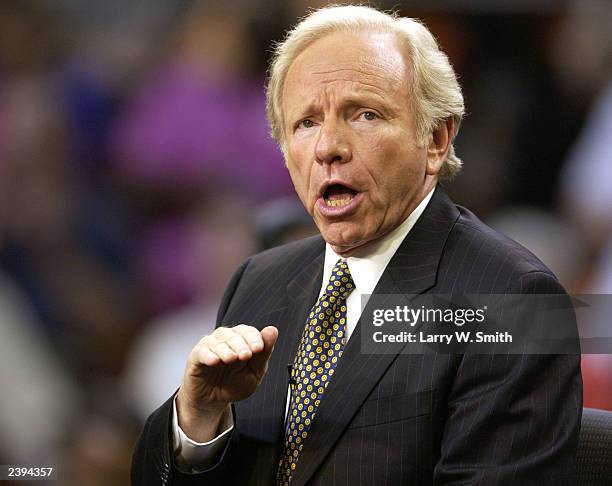 Sen. Joe Lieberman answers a question at a political forum for Democratic candidates for president August 12, 2003 in Stillwater, Oklahoma. Seven of...