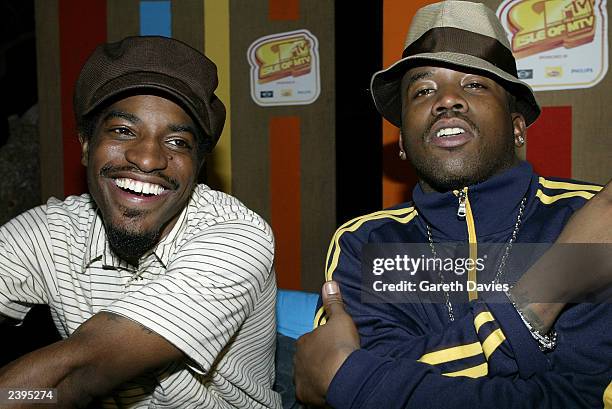 American rap artists OutKast at The Isle of MTV summer music festival held on August 7, 2003 in Ile Du Gaou, France. The 12-date event is a series of...