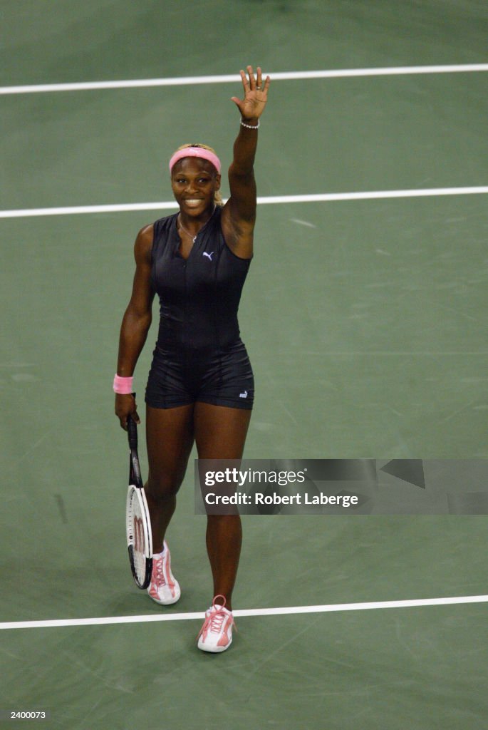 Serena Williams acknowledges the crowd