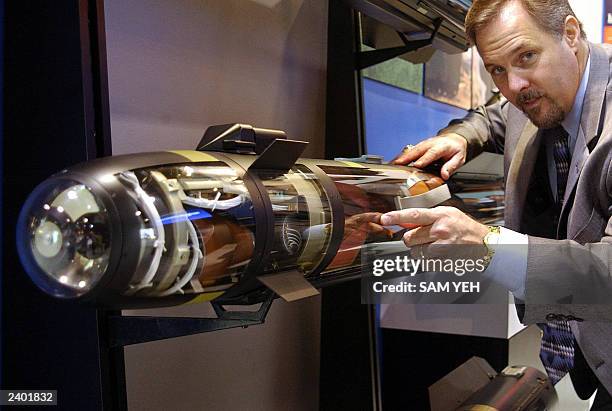 David J. Huber, manager of International Business Development, explains about the latest US-made Hellfire II missile provided by US manufacturer...