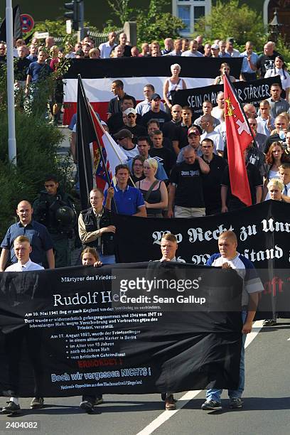 Neo-Nazis march August 16, 2003 through Wunsiedel, Germany to commemorate the anniversary of the death of Rudolf Hess. Approximately 2,600 neo-Nazis...