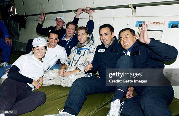 Sync singer and prospective space tourist Lance Bass joins Space Adventures on one of its scheduled Zero-Gravity training flights in August 2002...