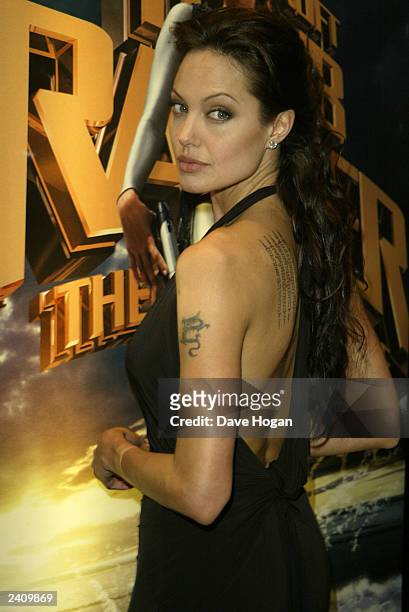 Actress Angelina Jolie attends the premiere of "Lara Croft Tomb Raider: The Cradle of Life" at the Empire, Leicester Square on August 19, 2003 in...