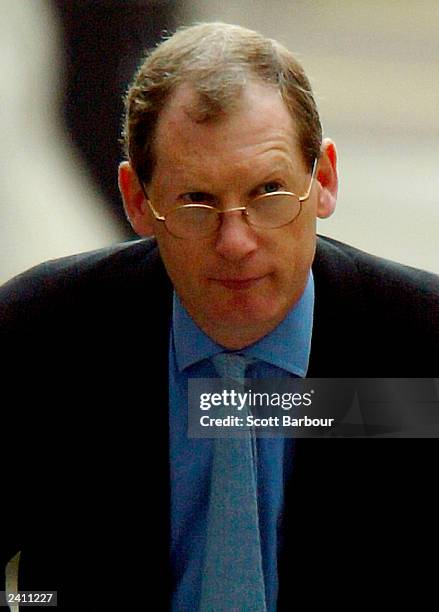 Downing Street spokesman Tom Kelly arrives at the high court to give evidence at the Hutton inquiry on August 20, 2003 in London, England. The...
