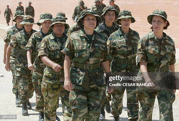 Women members of the Dominican Republic peacekeeper mission for Iraq, are seen in the Spanish Military base in Sant Climent Sescebes,Girona, 18...