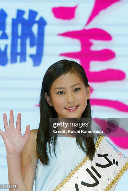 Mayuko Kawakita poses at the Japan Beautiful Teenage Girl contest organized Oscar Promotion, the biggest entertainment agency in Asia August 20, 2003...