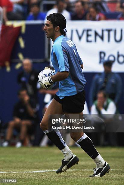 Gianluigi Buffon of Juventus in action during the Supercoppa match between Juventus and AC Milan on August 3, 2003 at Giants Stadium in East...