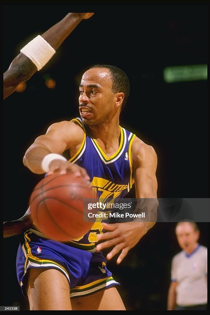 Jarrell Griffith Darrell Griffith of the Utah Jazz in action with the ball during a ...