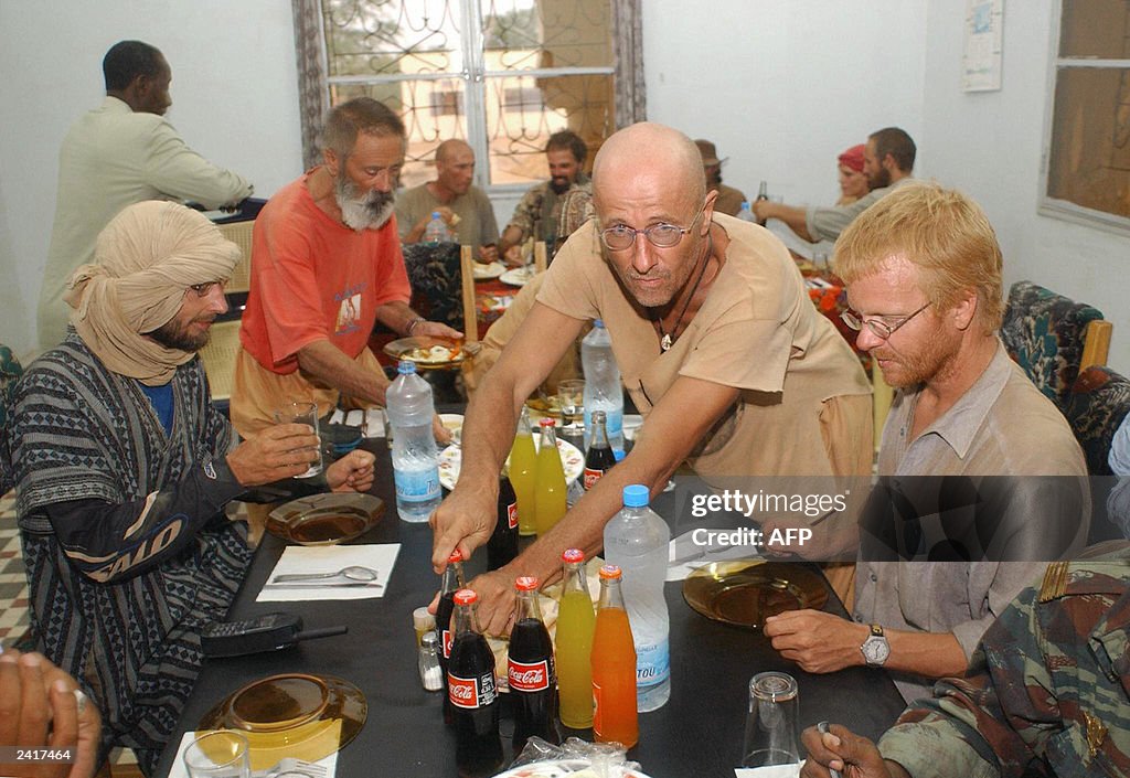 European hostages enjoy a light meal at 