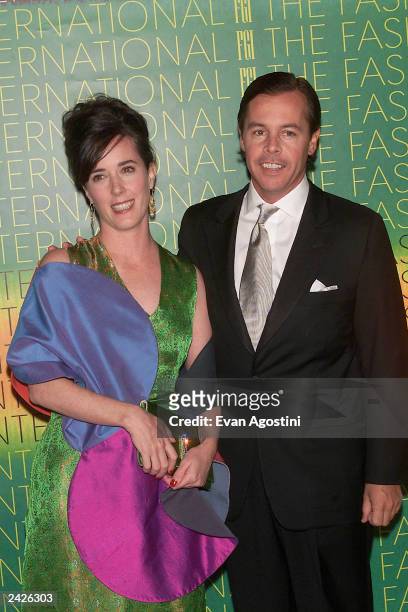 Designer Kate Spade with husband Andy at The Fashion Group International 'Night Of Stars 2001: Dynasty - Generations of Design' awards gala at...