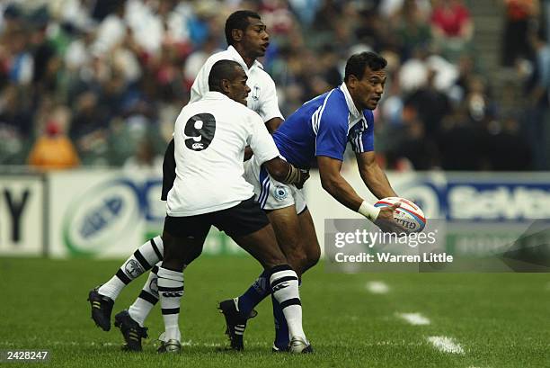 Brian Lima of Samoa in action during the Credit Suisse First Boston Hong Kong Sevens 2003 match between Samoa and Fiji on March 30, 2003 at the Hong...