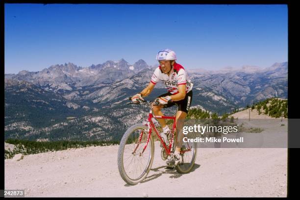 Ned Overend rides his bike during the World Mountain Bike Championships. Mandatory Credit: Mike Powell /Allsport