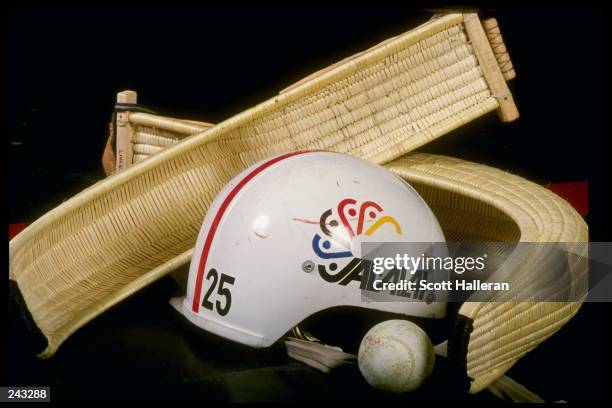 General view of some of the equipment needed for a jai alai game in Tampa, Florida. Mandatory Credit: Scott Halleran /Allsport