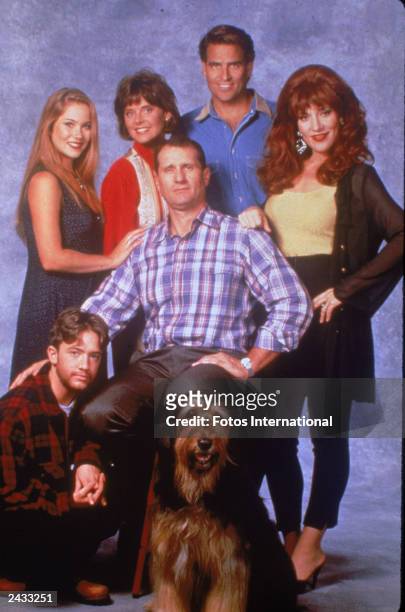 Promotional studio portrait of the cast of the television series, 'Married...With Children,' circa 1994. L-R: David Faustino, Christina Applegate,...