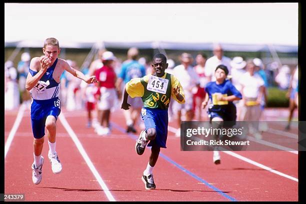 General view of a race during the Special Olympics World Games in New Haven, Connecticut. Mandatory Credit: Rick Stewart /Allsport