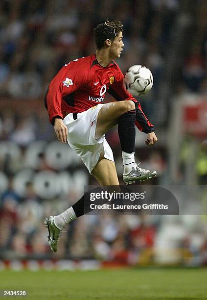 Cristiano Ronaldo of Manchester United in action during the FA Barclaycard Premiership match between Manchester United and Wolverhampton Wanderers at...