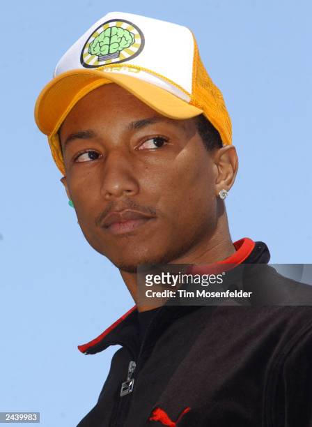 Pharrell Williams of N*E*R*D performing at Live 105's BFD at Shoreline Amphitheater in Mountain View CA. On June 14th, 2002. Photo by Tim...