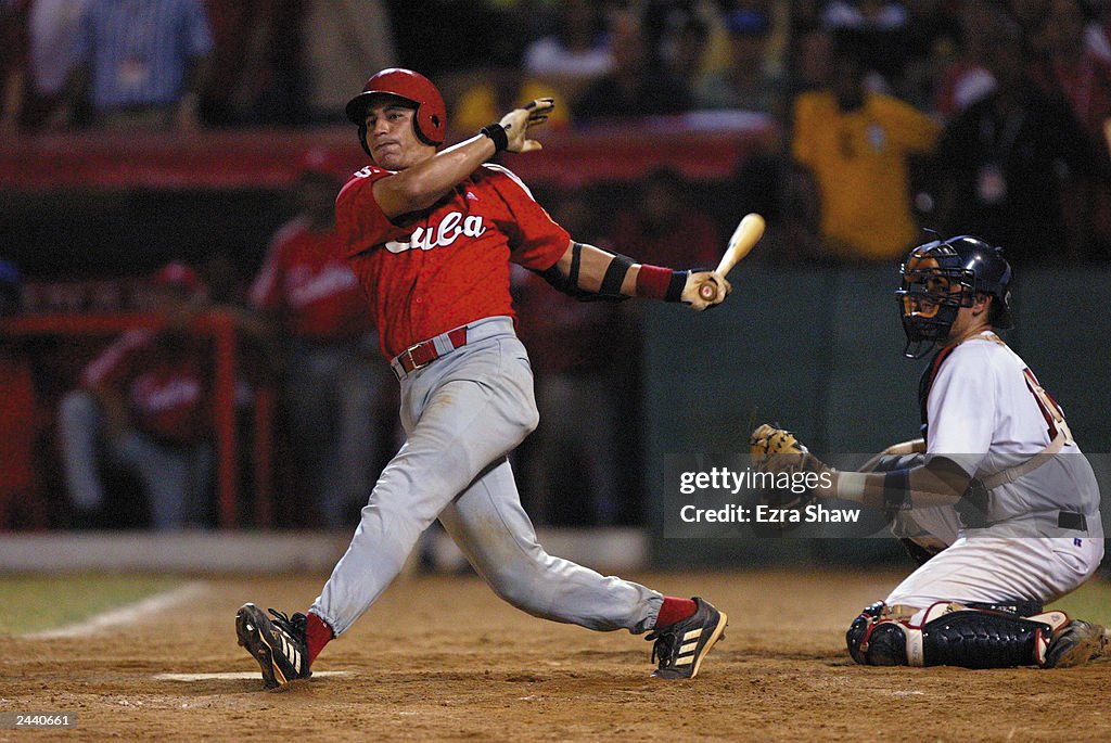Ariel Pestano hits a single