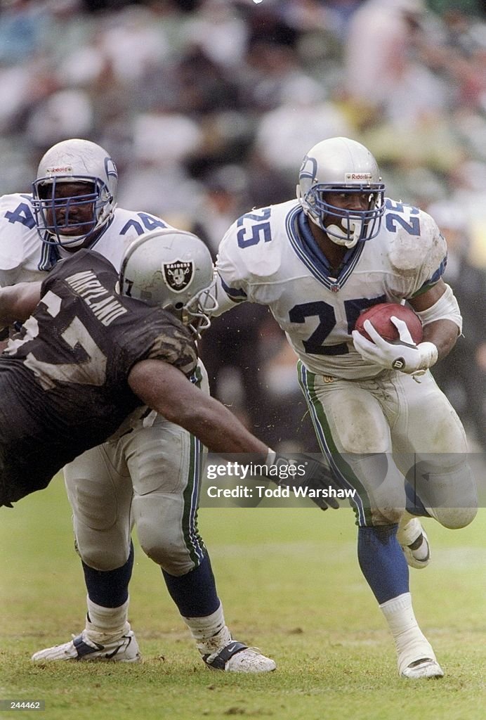 Running back Lamar Smith of the Seattle Seahawks carries the football