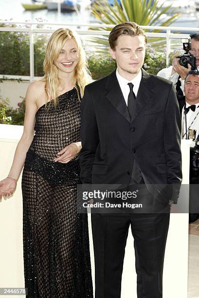 American actor Leonardo DiCaprio and actress Cameron Diaz arrive for the premiere of their film "Gangs of New York" at the 55th International Film...
