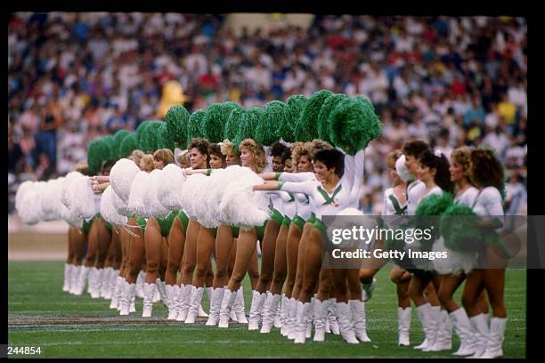 General view of cheerleaders during a game between the Philadelphia Eagles and the Cleveland Browns during the American Bowl in London, England. The...