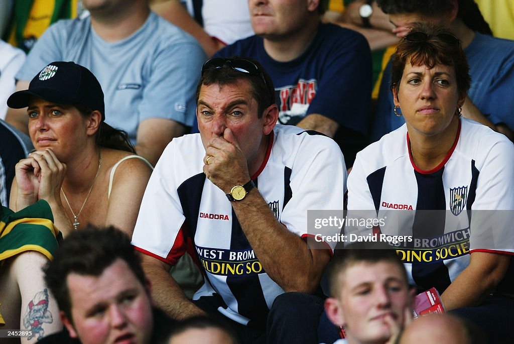 West Bromwich Albion fans look dejected as their side suffer defeat