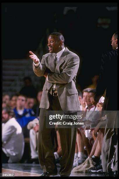 Head coach James Flint of the Massachusetts Minutemen gestures during a game against the Purdue Boilermakers in the Great Alaska Shootout at the...