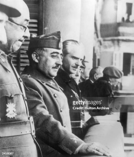 Spanish dictator General Francisco Franco with his brother in-law and Foreign Minister, Ramon Serrano Suner during a visit to Italy, 7th June 1939....