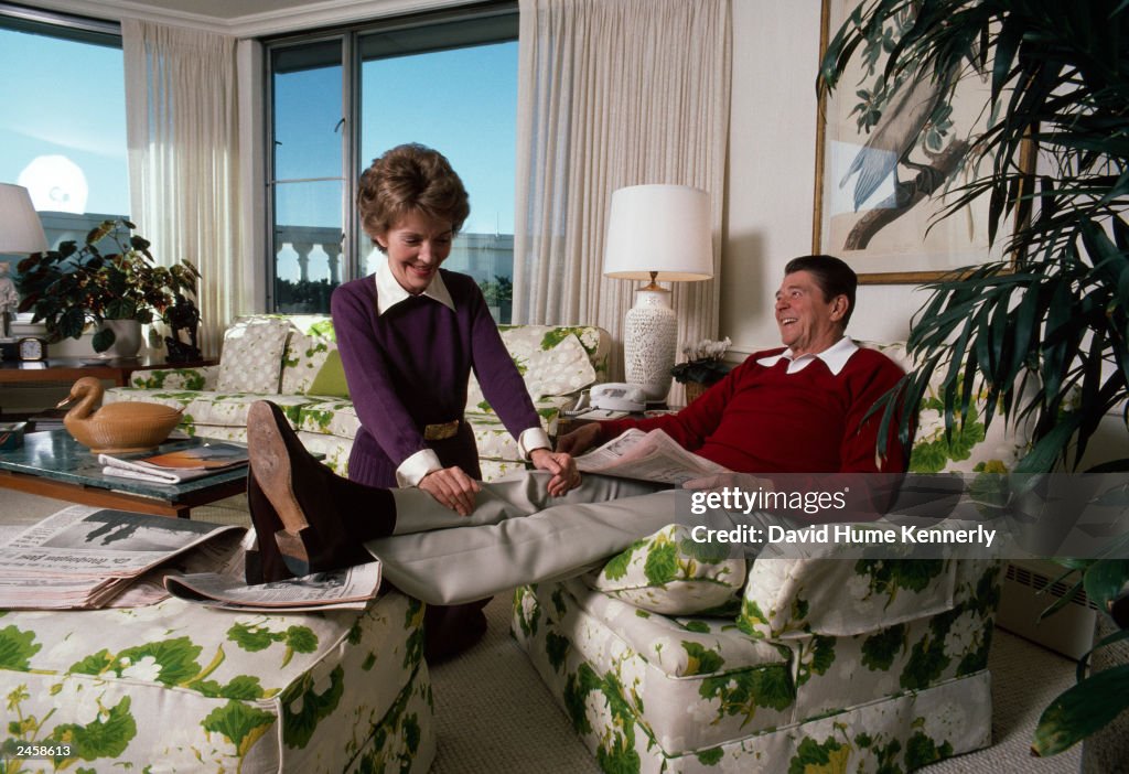 Ronald And Nancy Reagan Relax At The White House