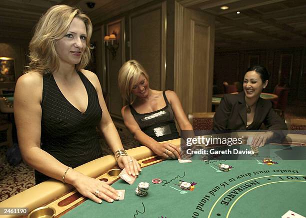 Entertainment Today Presenters Jackie Brambles, Jenni Falconer and Ben Shephard play on the high rollers tables September 3, 2003 at the Mirage in...