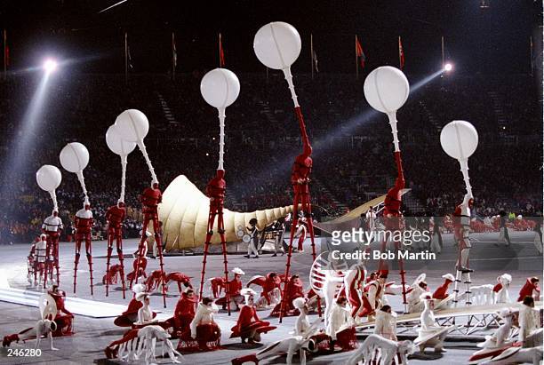 General view of the opening ceremony during the Olympic Games in Albertville, France. Mandatory Credit: Bob Martin /Allsport