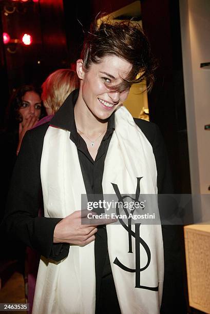 Model Amanda Moore attends the Yves Saint Laurent Rive Gauche 57th Street Boutique Opening Party September 4, 2003 in New York City.