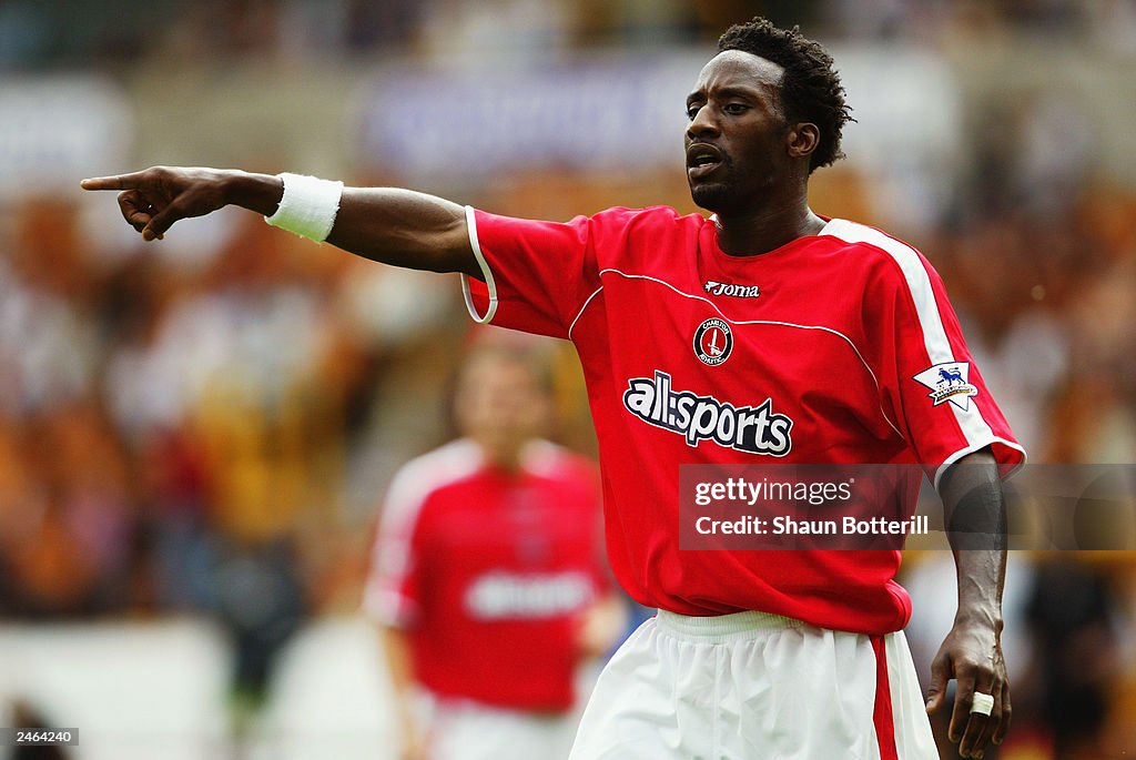 Jason Euell of Charlton Atheltic signals to a team mate