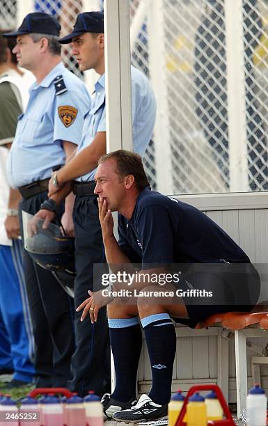 England coach David Platt looks on during the Euro U21 Championship Qualifying match between England and Macedonia at the Chair Stadium, Skopje on...