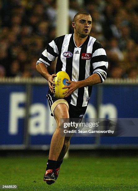 Rhyce Shaw of the Magpies in action during the AFL second qualifying final between the Collingwood Magpies and Brisbane Lions at the Melbourne...