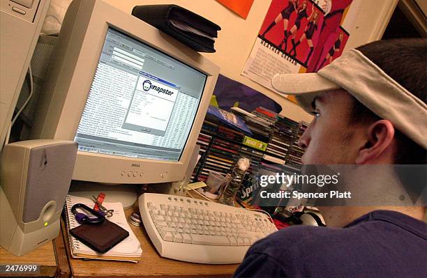 New York University student downloads music from the Napster site March 6, 2001 in New York City. The Recording Industry Association of America filed...