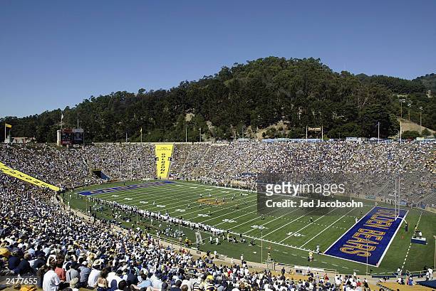 General view of the game between the University of California at Berkley Golden Bears and the University of Southern Mississippi Golden Eagles at...